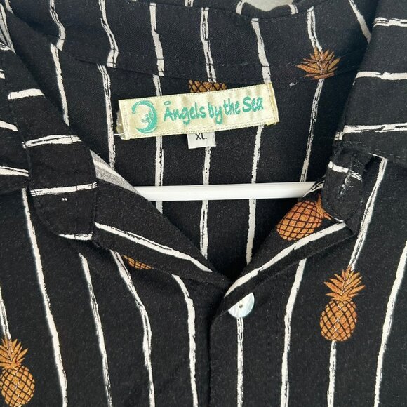 Angels By The Sea Hawaiian Pineapple Short Sleeve Button Up - Mens XL - Picture 2 of 10